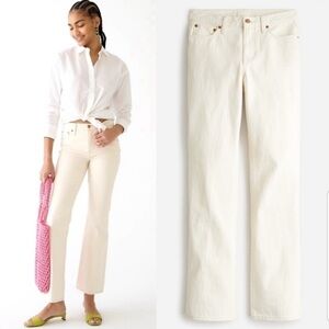 Women's J-Crew Full Length Demi Boot Cream Jeans